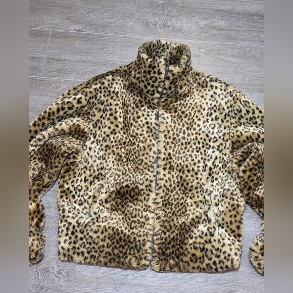 Vintage 90's J Percy For Marvin Richards  Leopard Faux Fur Waist Coat Sz Large - Picture 4 of 10